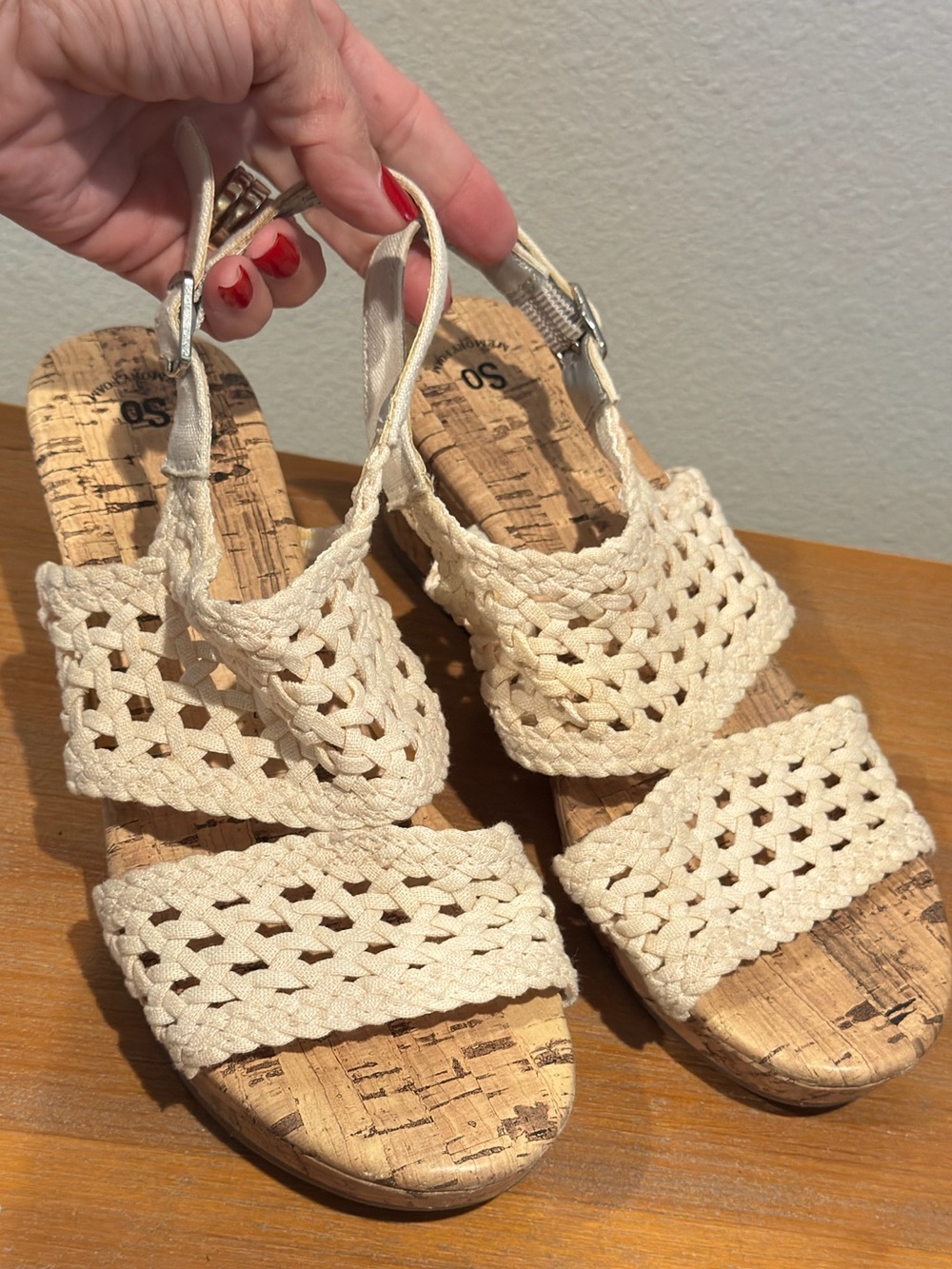 SO Adriene Girls Wedge Crochet Sandals Youth 4